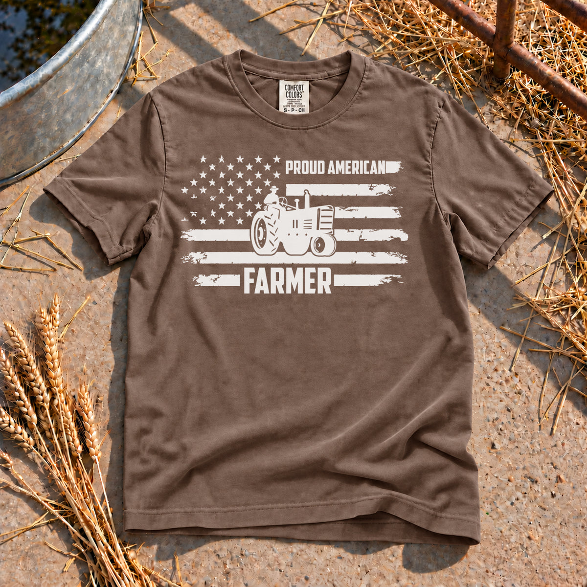 Proud American Farmer T-Shirt in Espresso