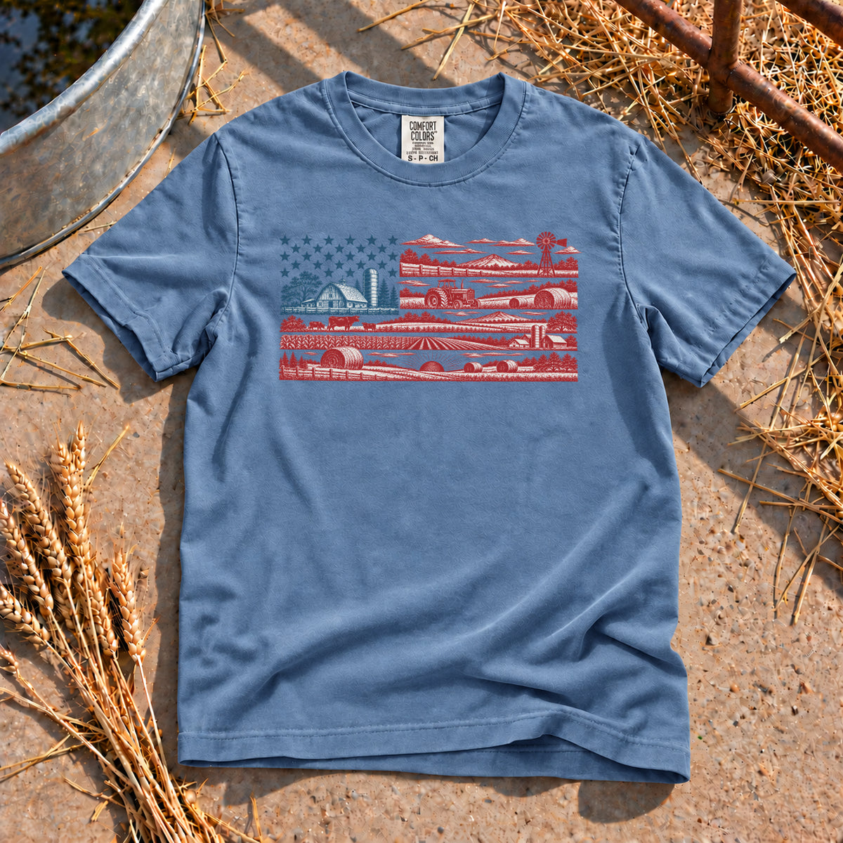 American Farm T-Shirt in Blue Jean