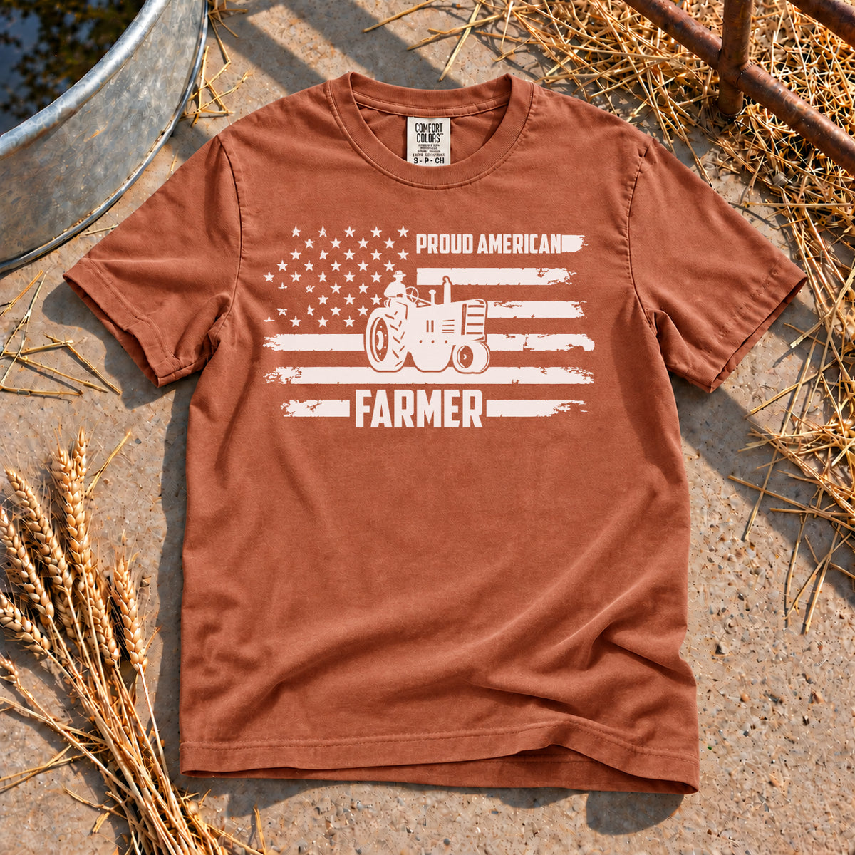 Proud American Farmer T-Shirt in Yam