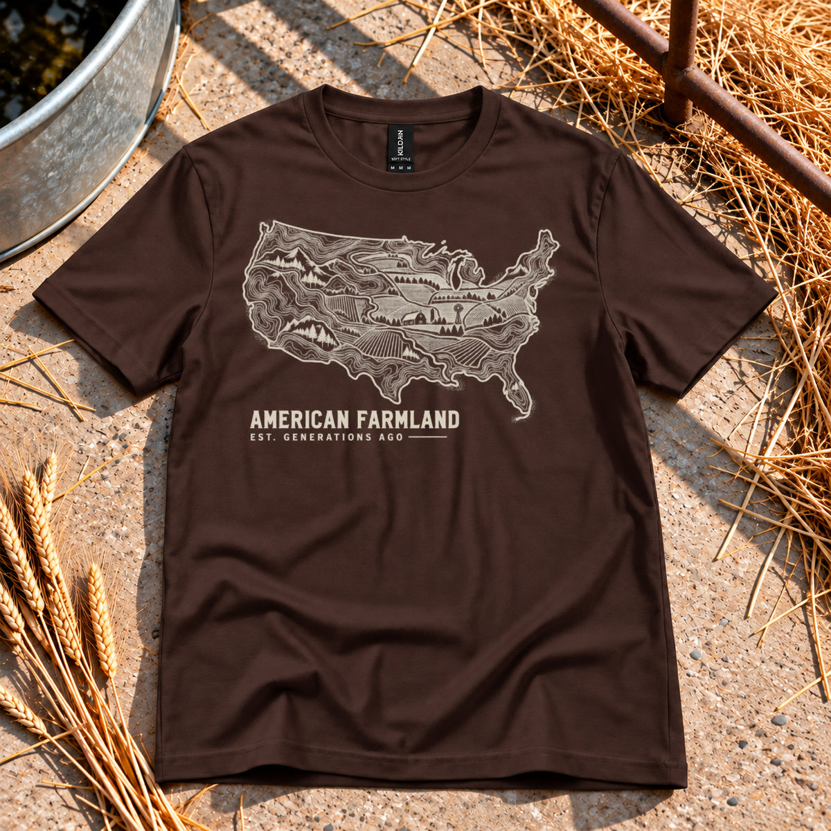 American Farmland T-Shirt in Dark Chocolate