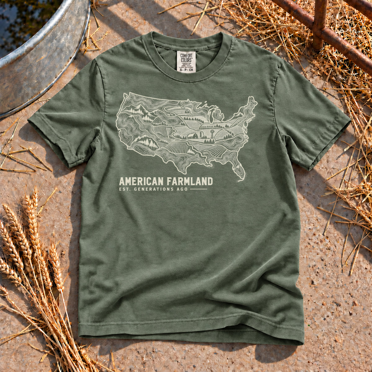 American Farmland T-Shirt in Moss