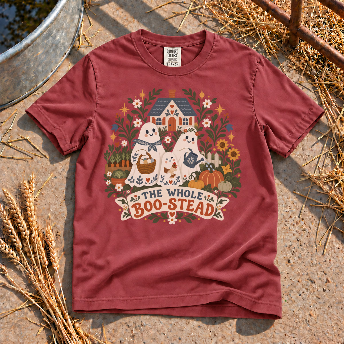 The Whole Boo-Stead T-Shirt in Brick