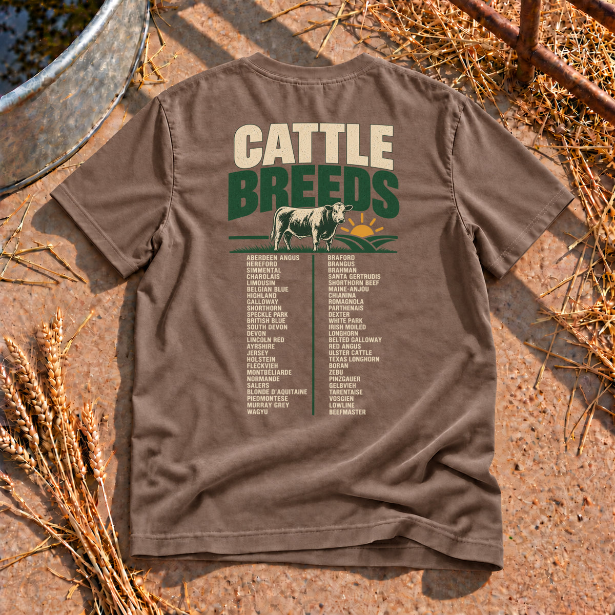 Cattle Breeds Back Print T-Shirt in Espresso