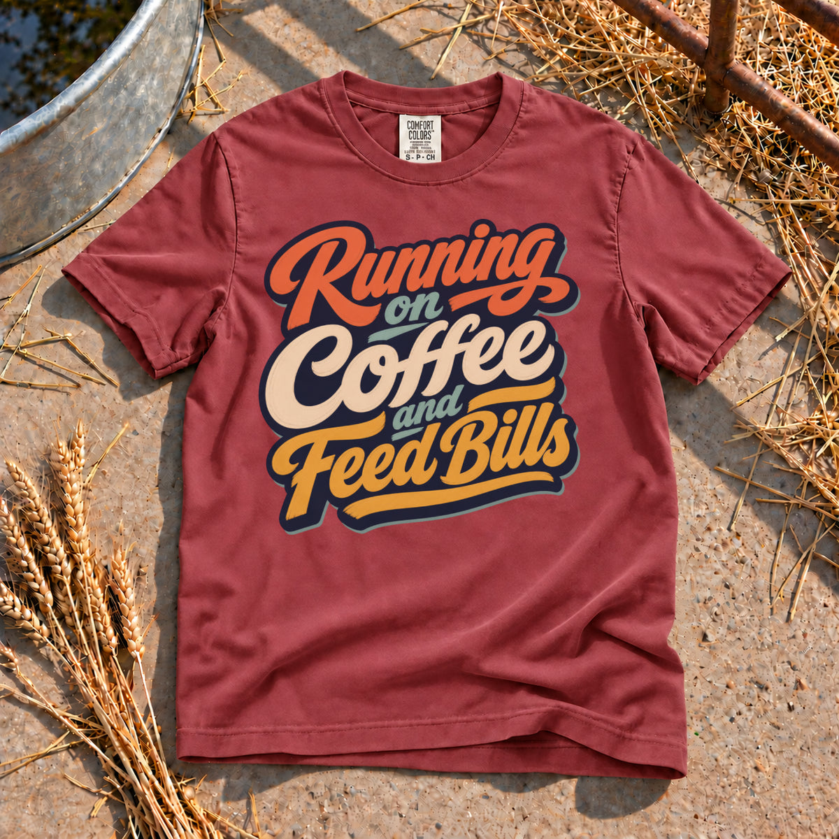 Coffee and Feed Bills T-Shirt in Brick