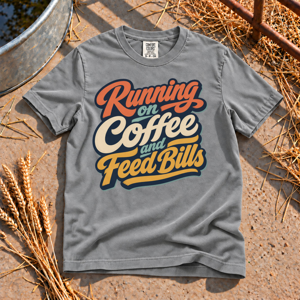 Coffee and Feed Bills T-Shirt in Grey