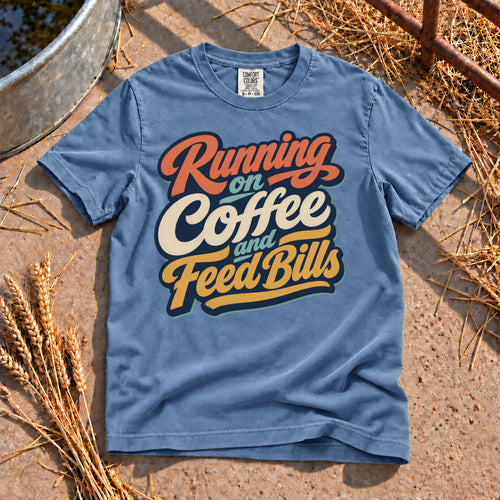 Coffee and Feed Bills T-Shirt in Blue Jean
