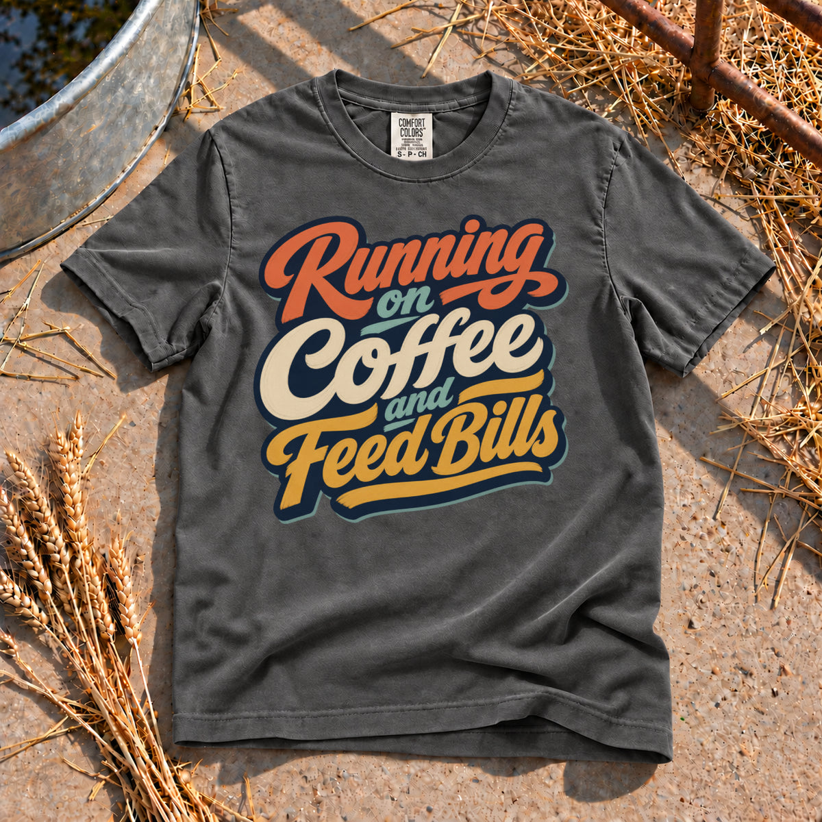 Coffee and Feed Bills T-Shirt in Pepper