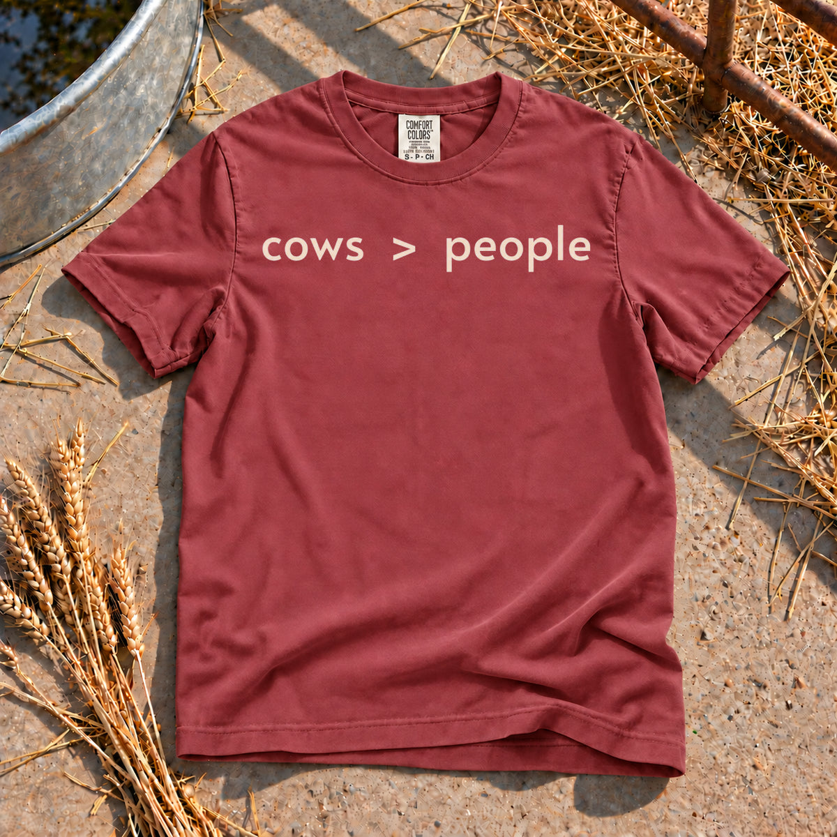 Cows Over People T-Shirt in Brick