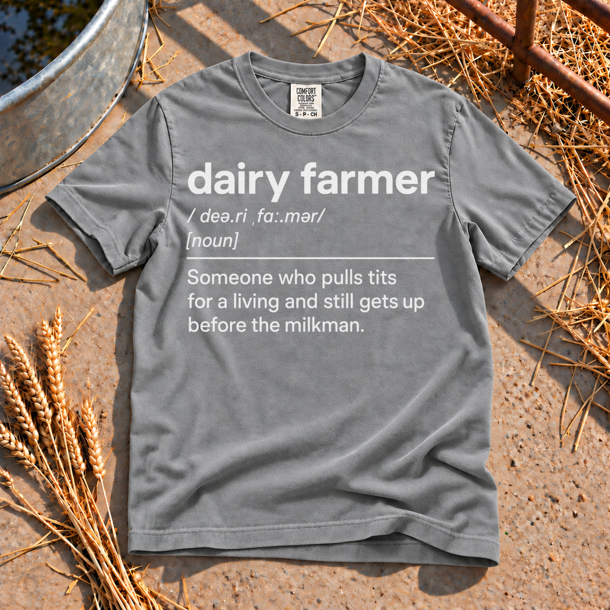 Dairy Farmer Definition T-Shirt in Grey