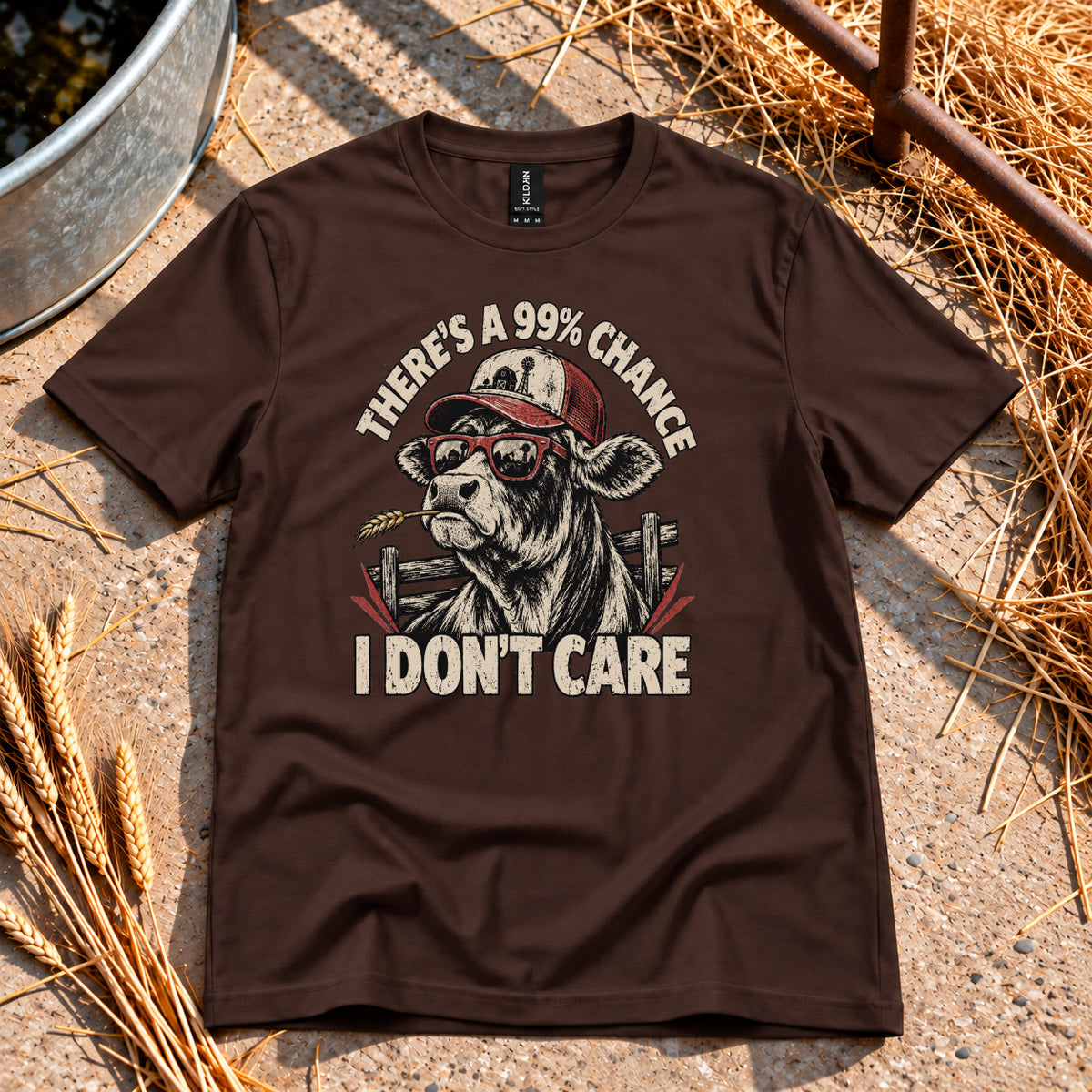 I Don't Care T-Shirt in Dark Chocolate