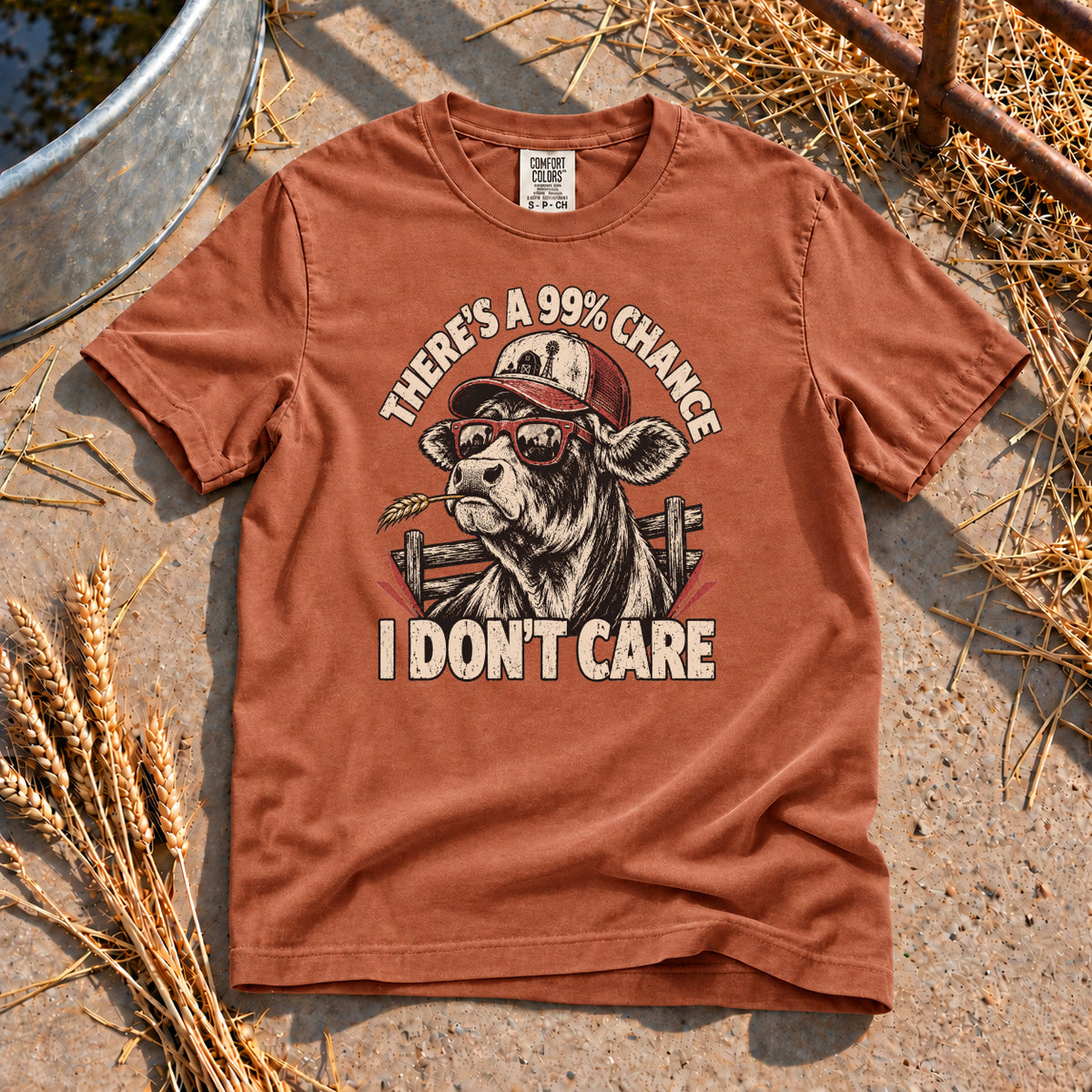 I Don't Care T-Shirt in Yam