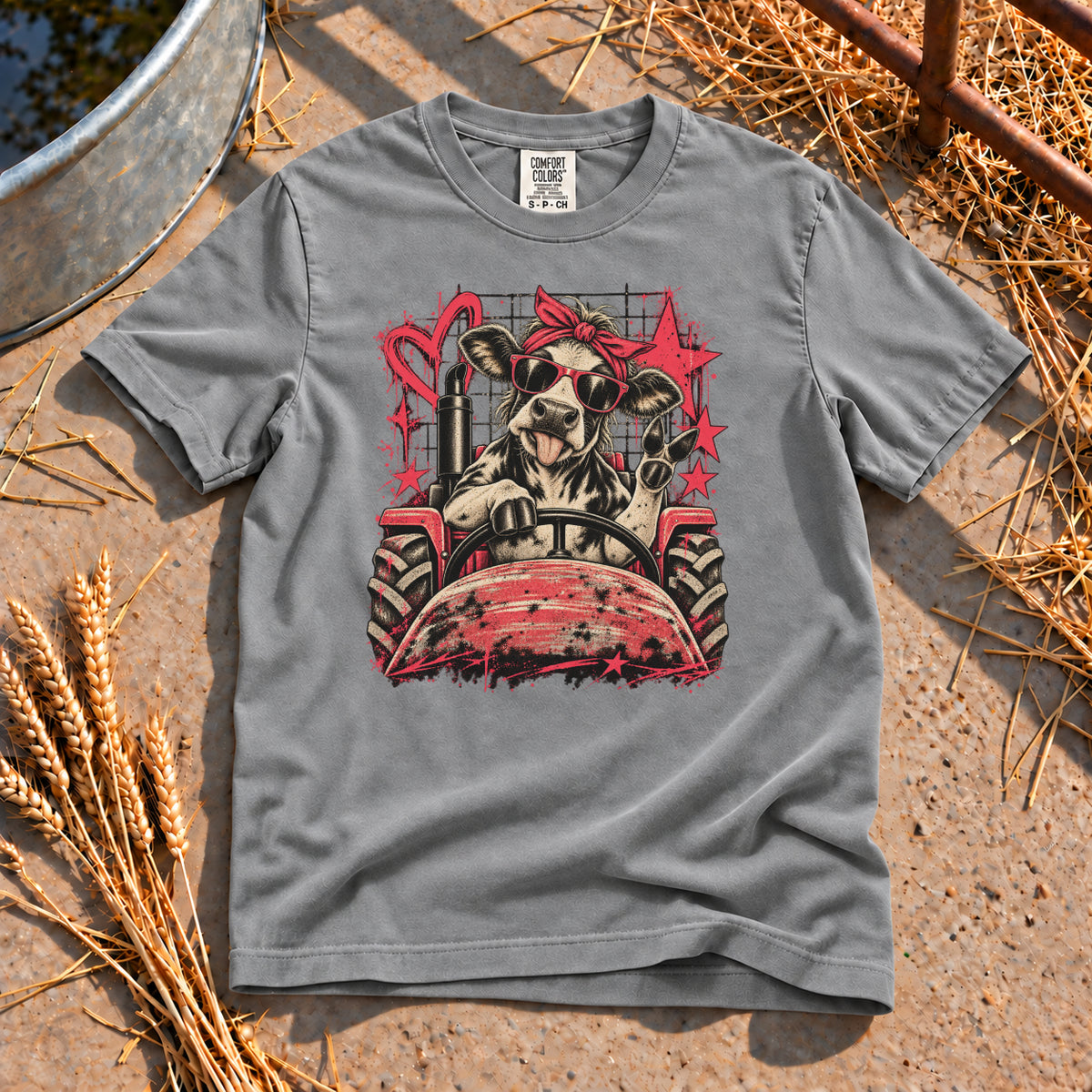 Farm Girl Energy T-Shirt in Grey