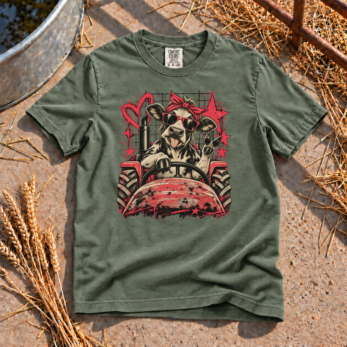 Farm Girl Energy T-Shirt in Moss
