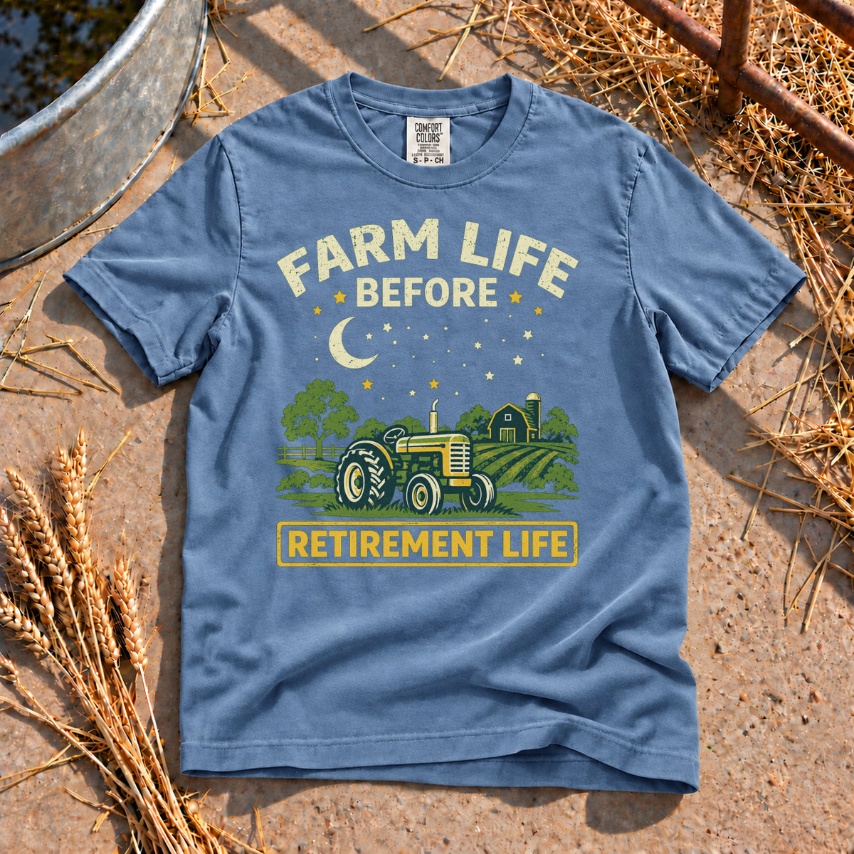 Farm Life T-Shirt in Blue Jean