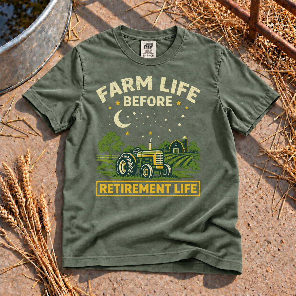 Farm Life T-Shirt in Moss