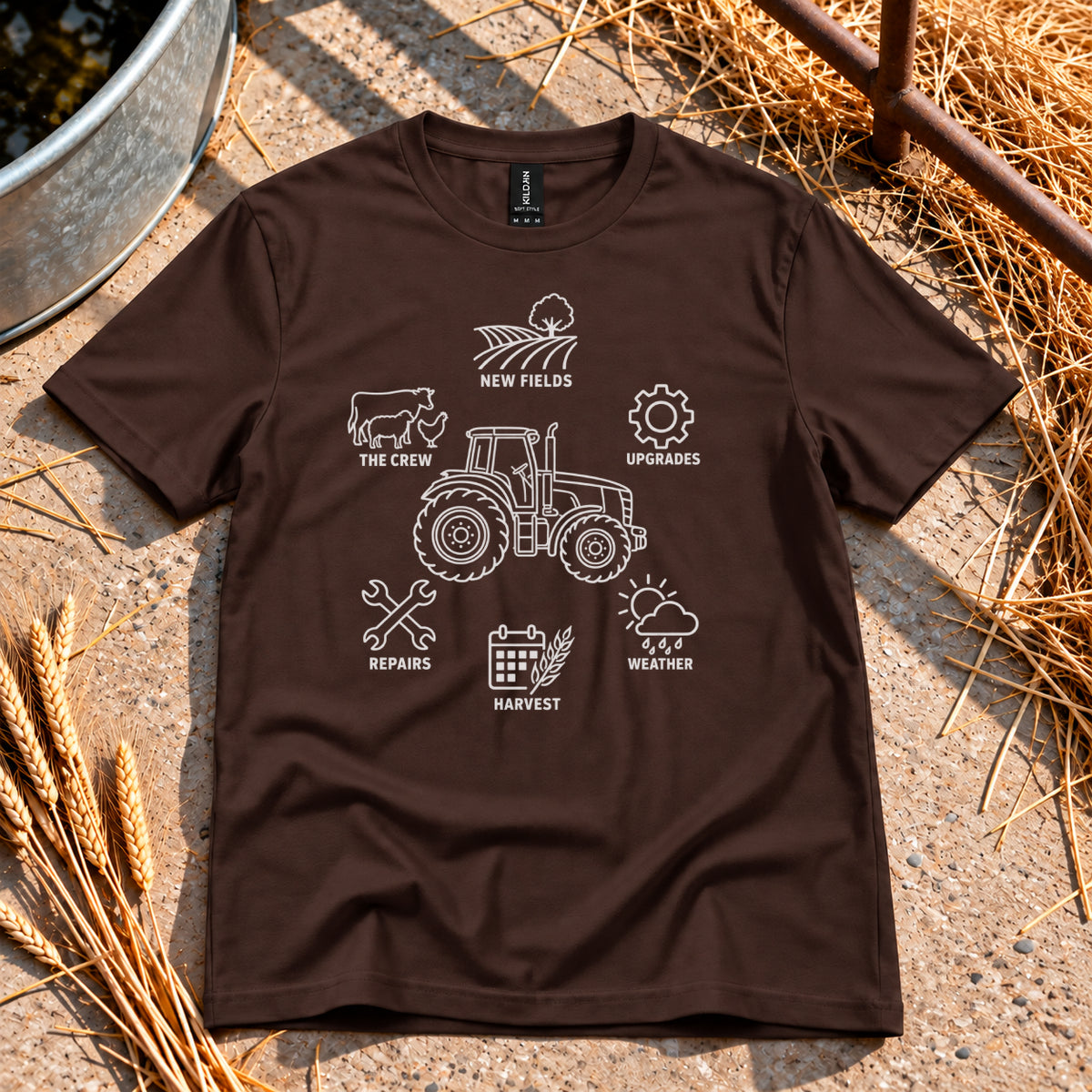 Farm Plan T-Shirt in Dark Chocolate