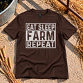 Eat Sleep Farm Repeat T-Shirt in Dark Chocolate