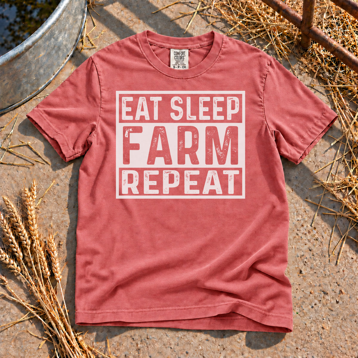 Eat Sleep Farm Repeat T-Shirt in Watermelon