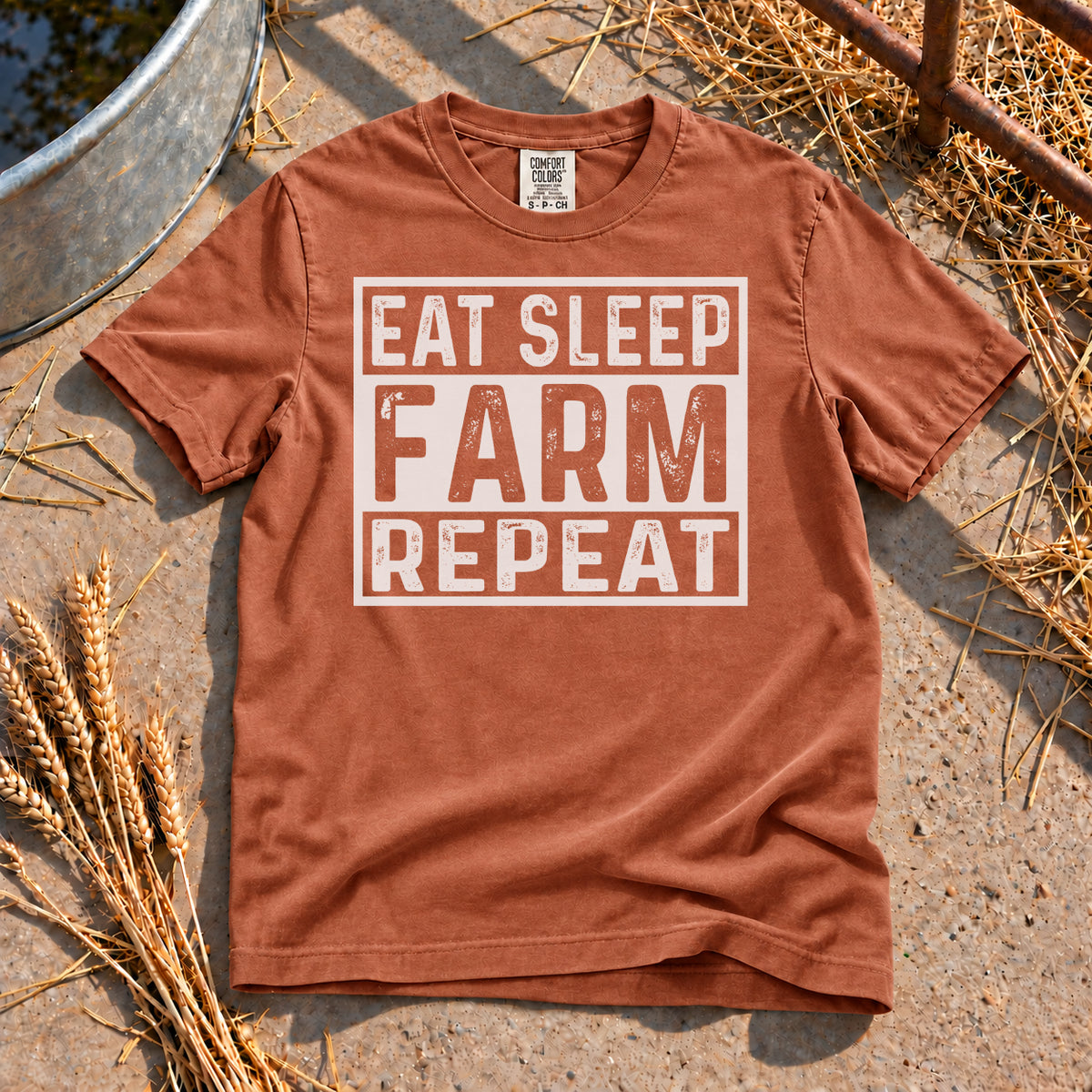 Eat Sleep Farm Repeat T-Shirt in Yam