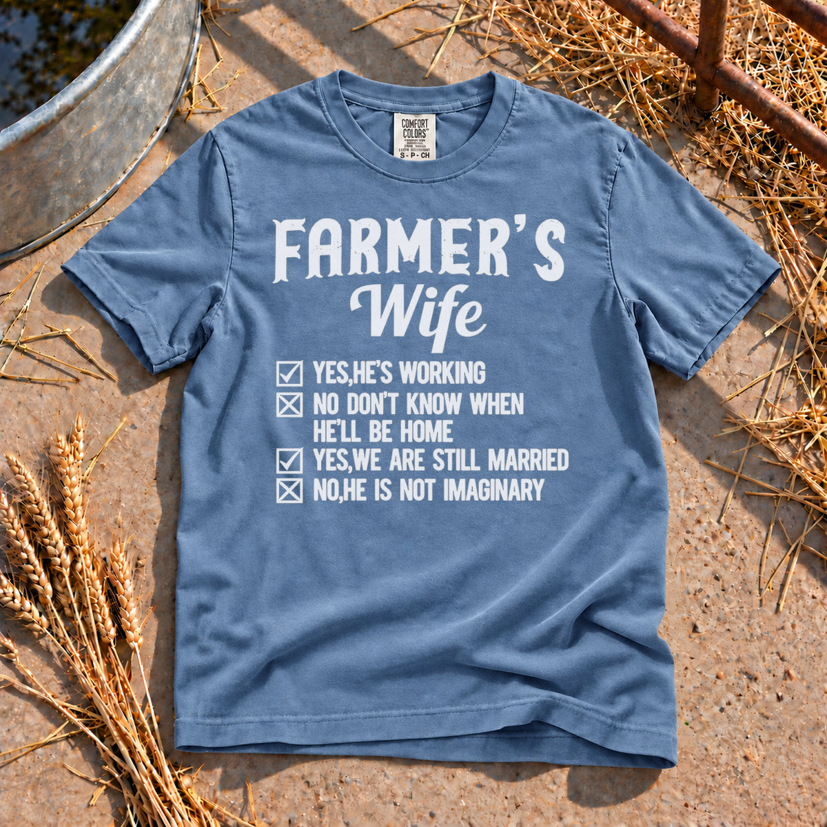 Farmer's Wife T-Shirt in Blue Jean