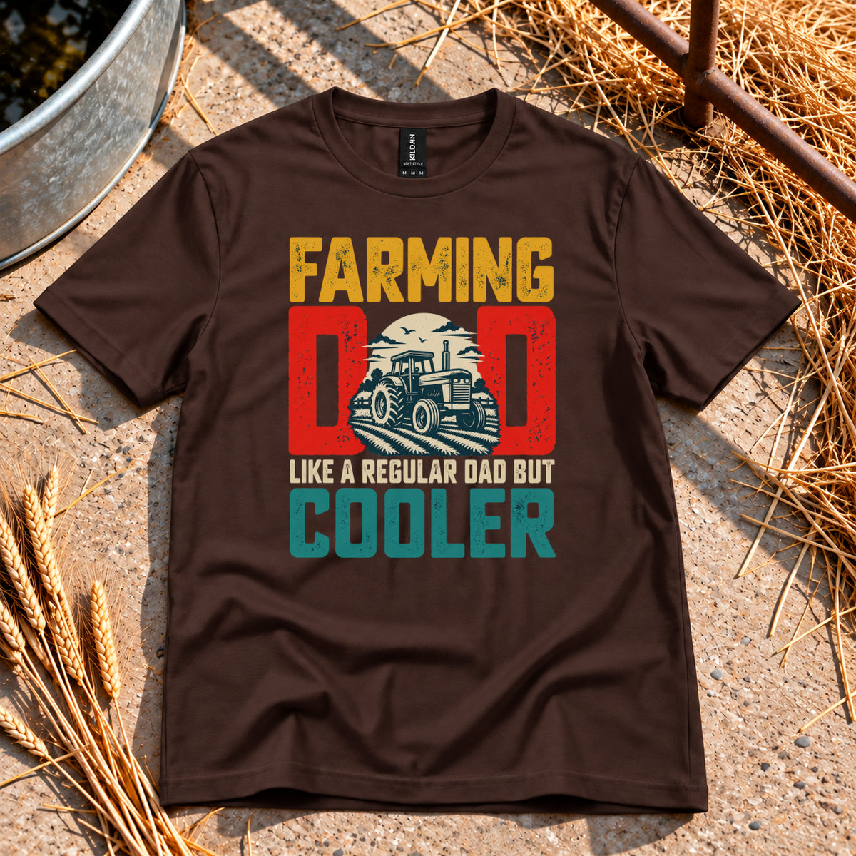 Farming Dad T-Shirt in Dark Chocolate