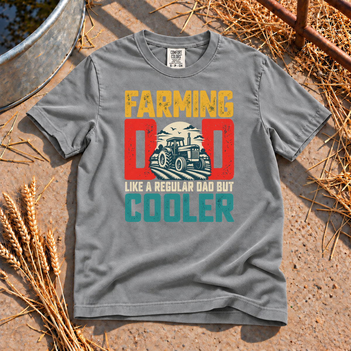 Farming Dad T-Shirt in Grey