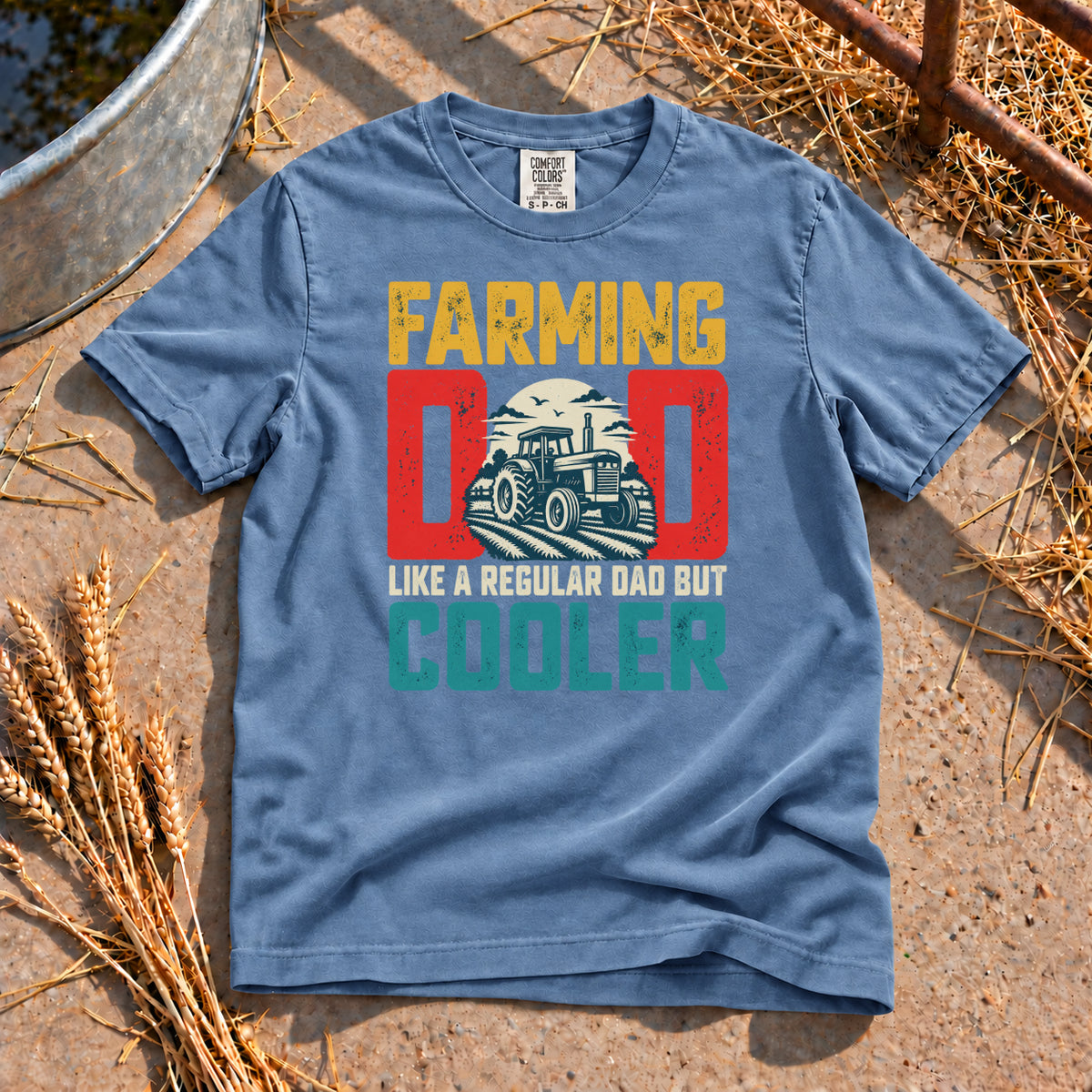 Farming Dad T-Shirt in Blue Jean
