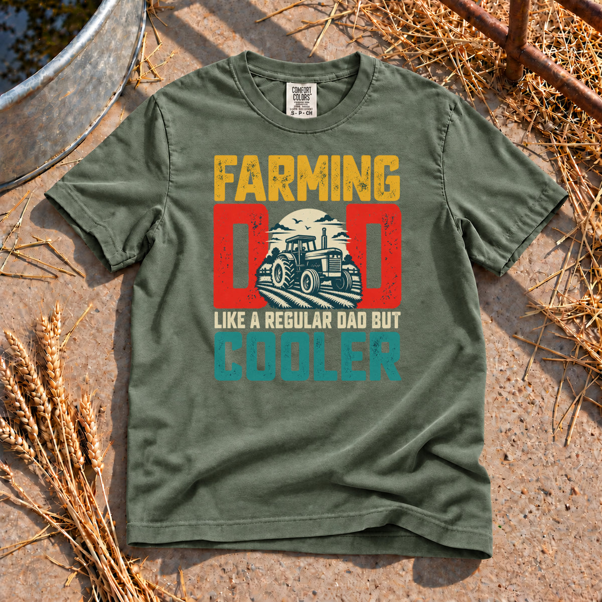 Farming Dad T-Shirt in Moss