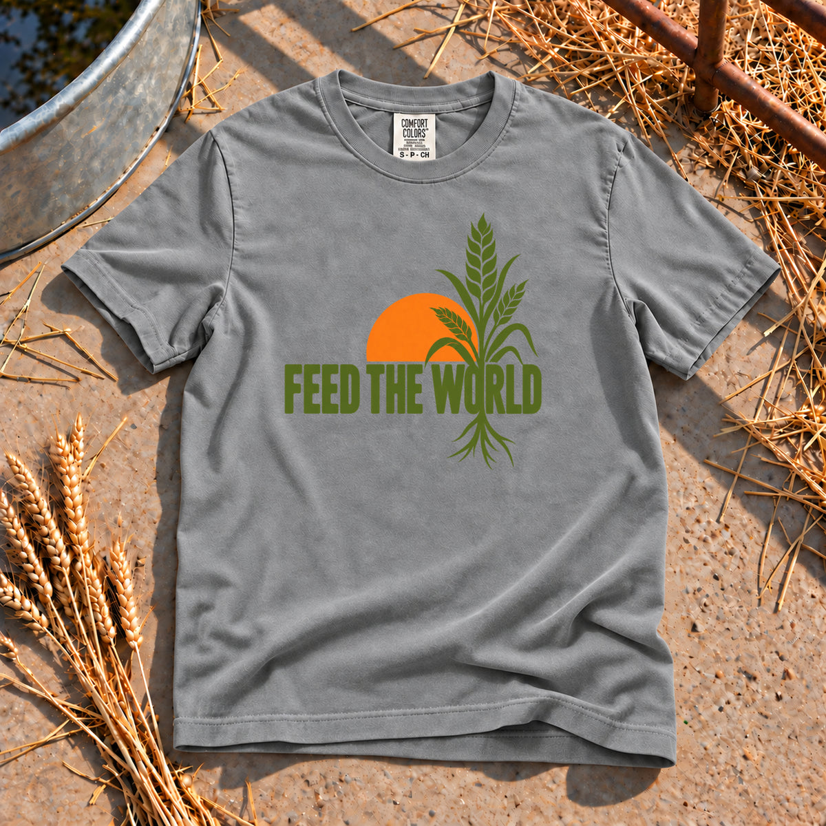 Feed The World T-Shirt in Grey