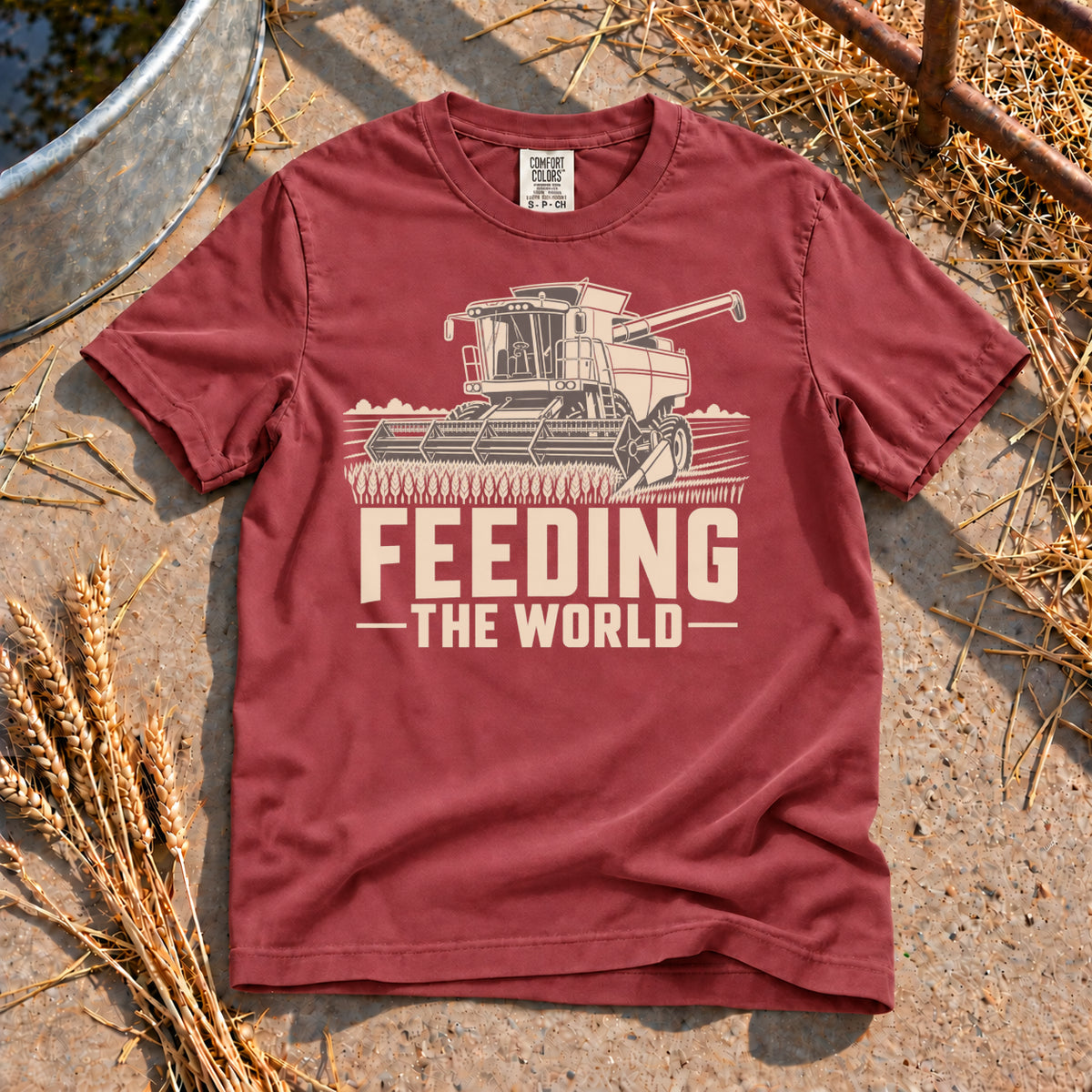 Feeding the World T-Shirt in Brick