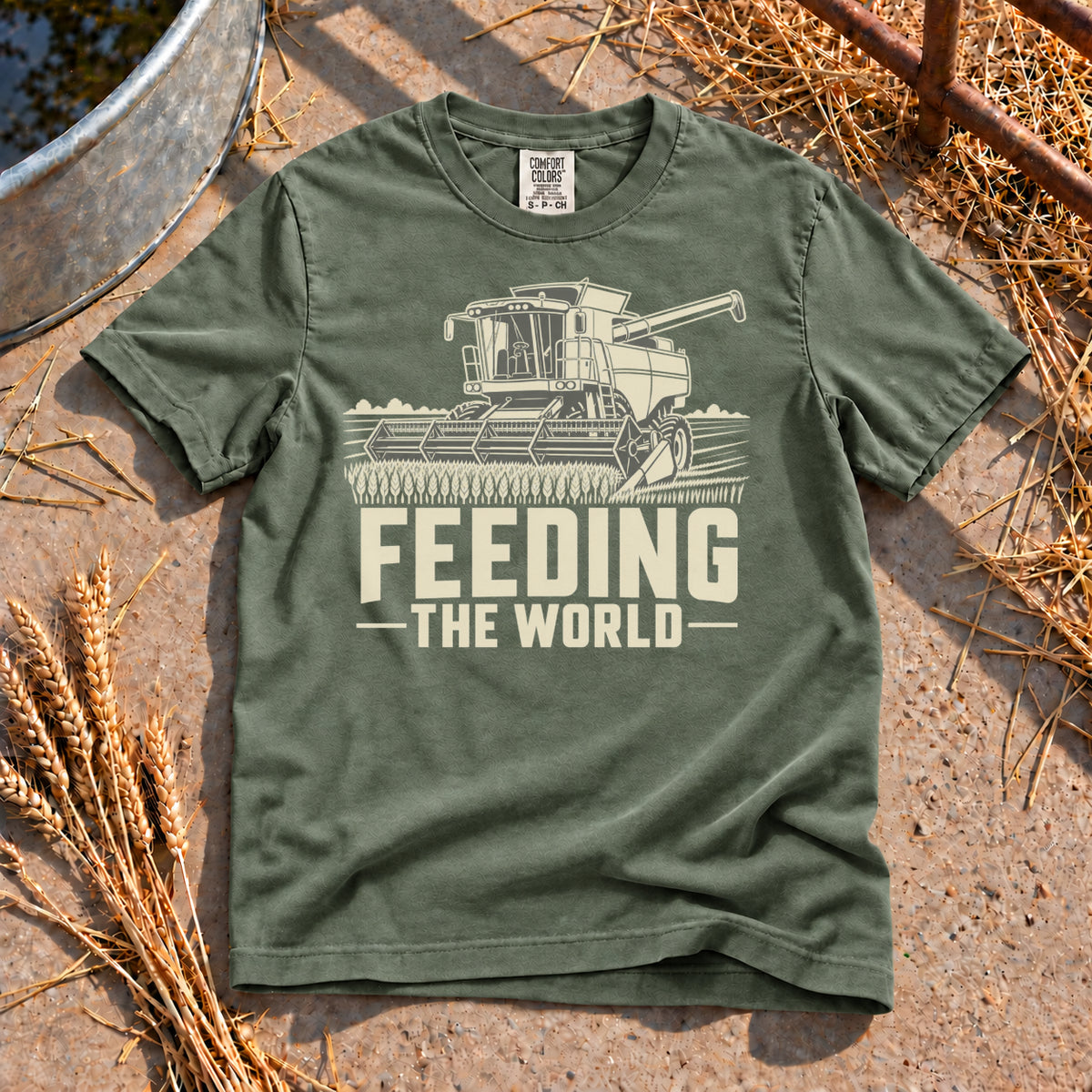 Feeding the World T-Shirt in Moss