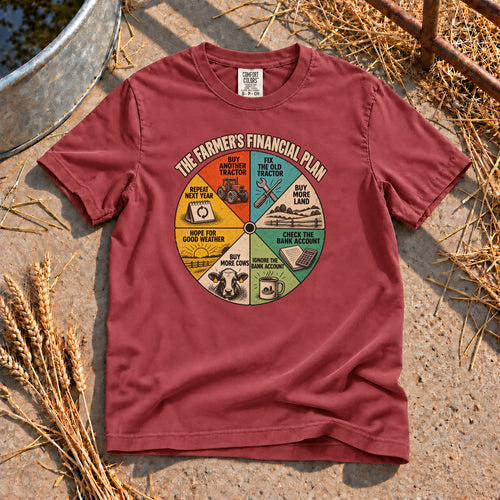 Farmer's Financial Plan T-Shirt in Brick