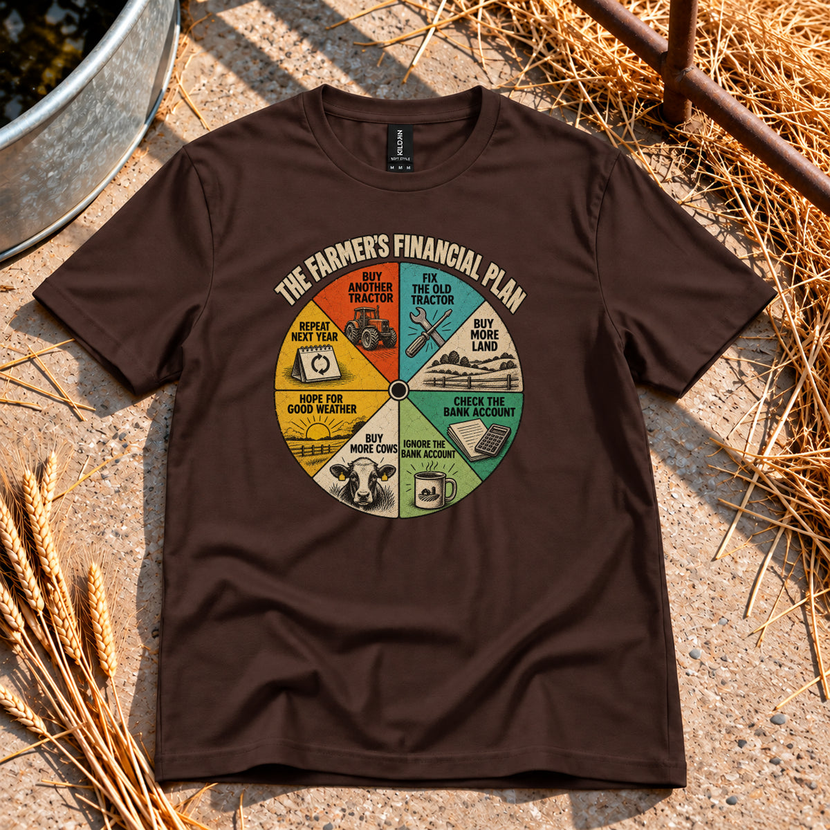 Farmer's Financial Plan T-Shirt in Dark Chocolate