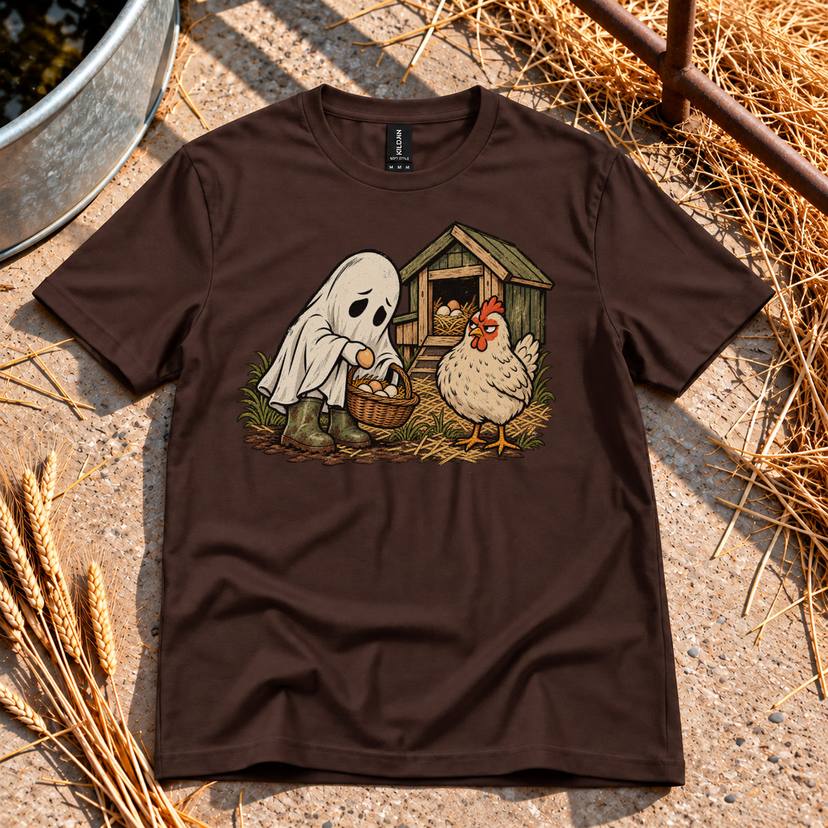 Ghost Chores T-Shirt in Dark Chocolate