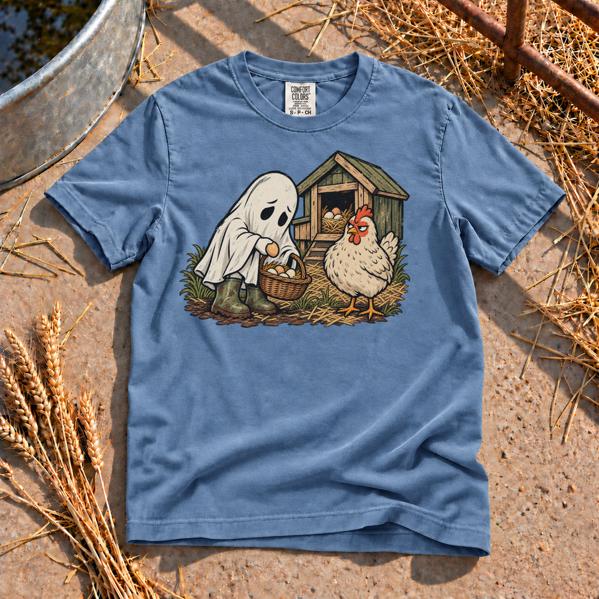 Ghost Chores T-Shirt in Blue Jean
