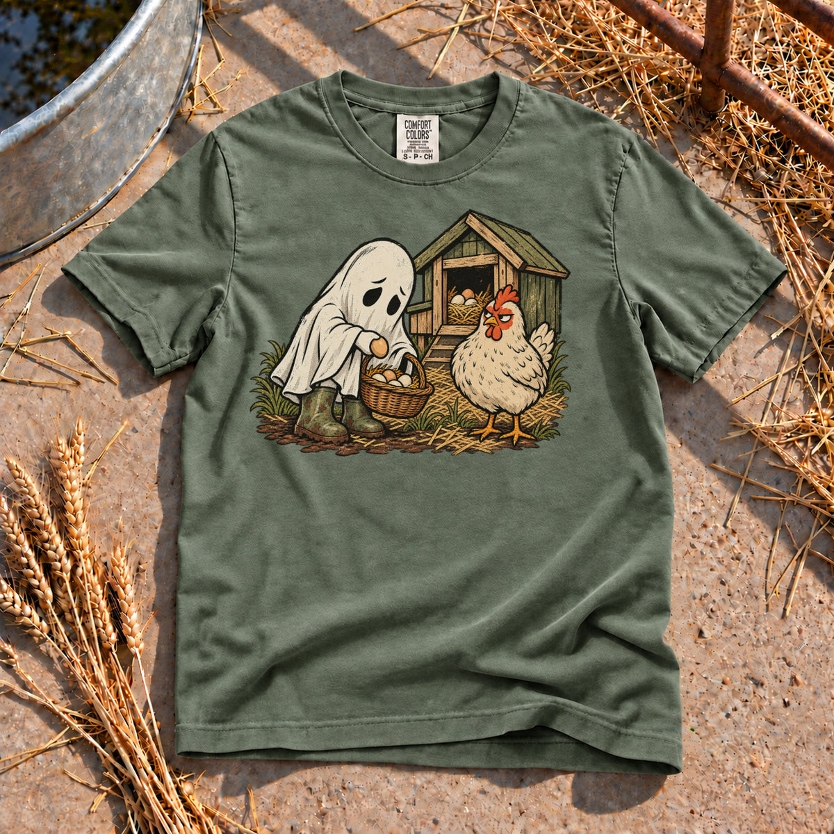 Ghost Chores T-Shirt in Moss