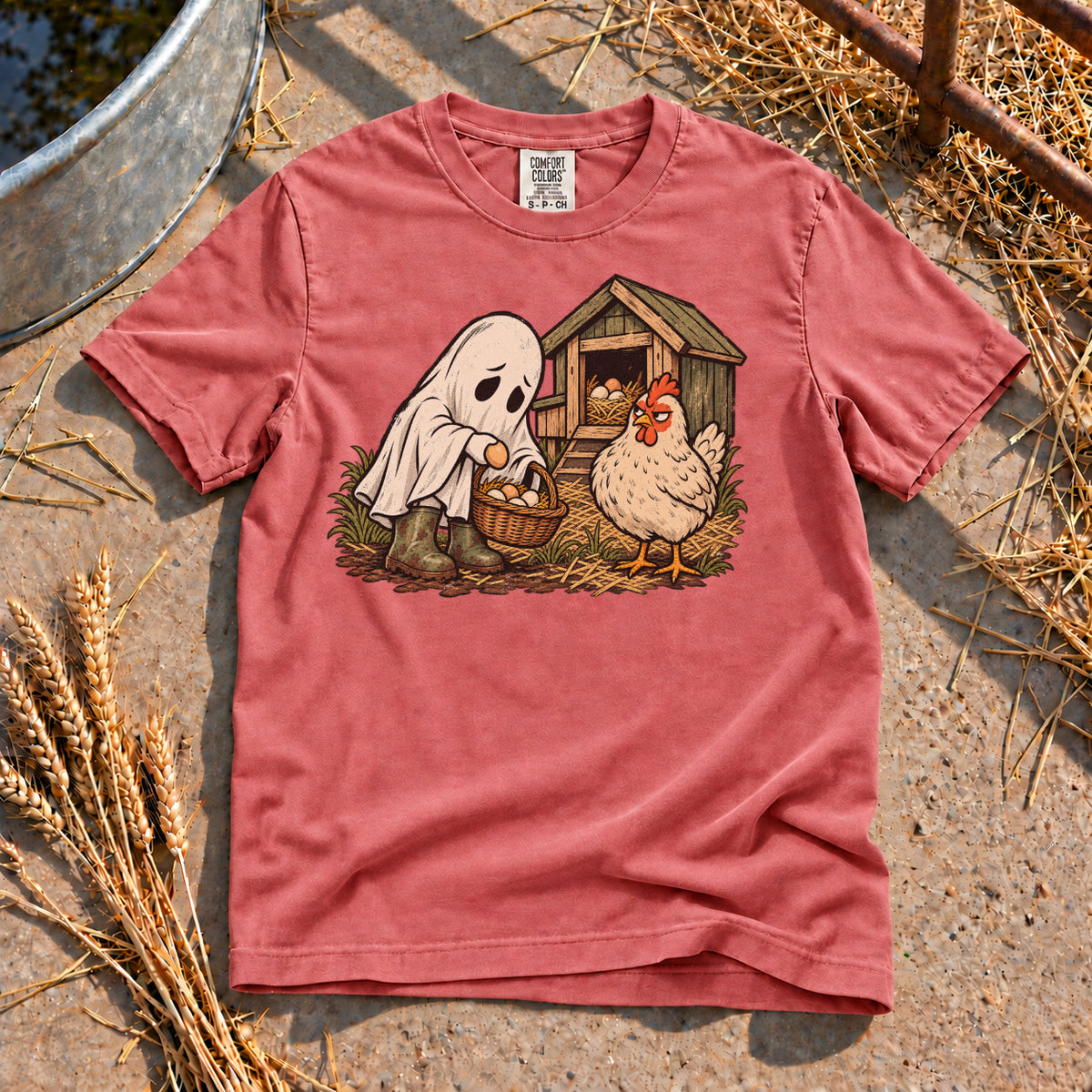 Ghost Chores T-Shirt in Watermelon