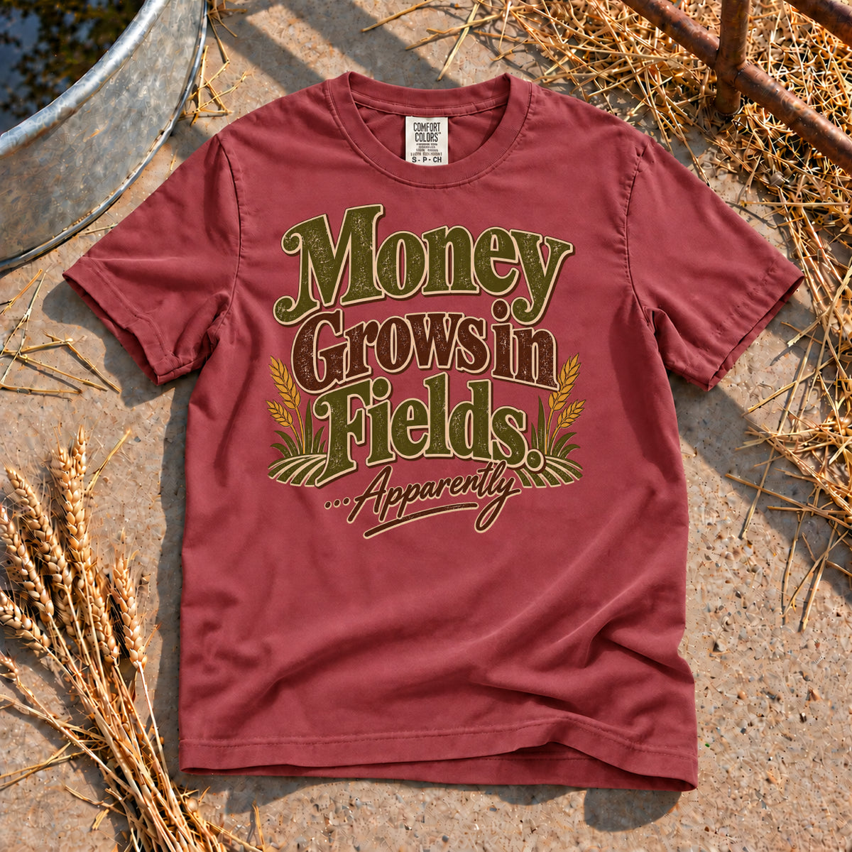 Money Grows in Fields T-Shirt in Brick