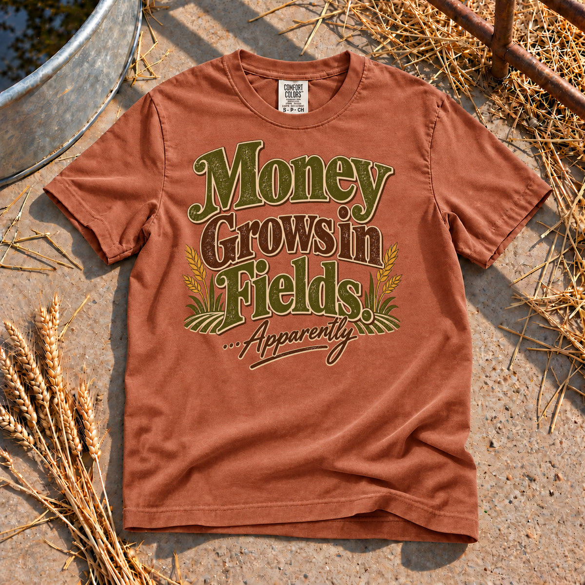 Money Grows in Fields T-Shirt in Yam