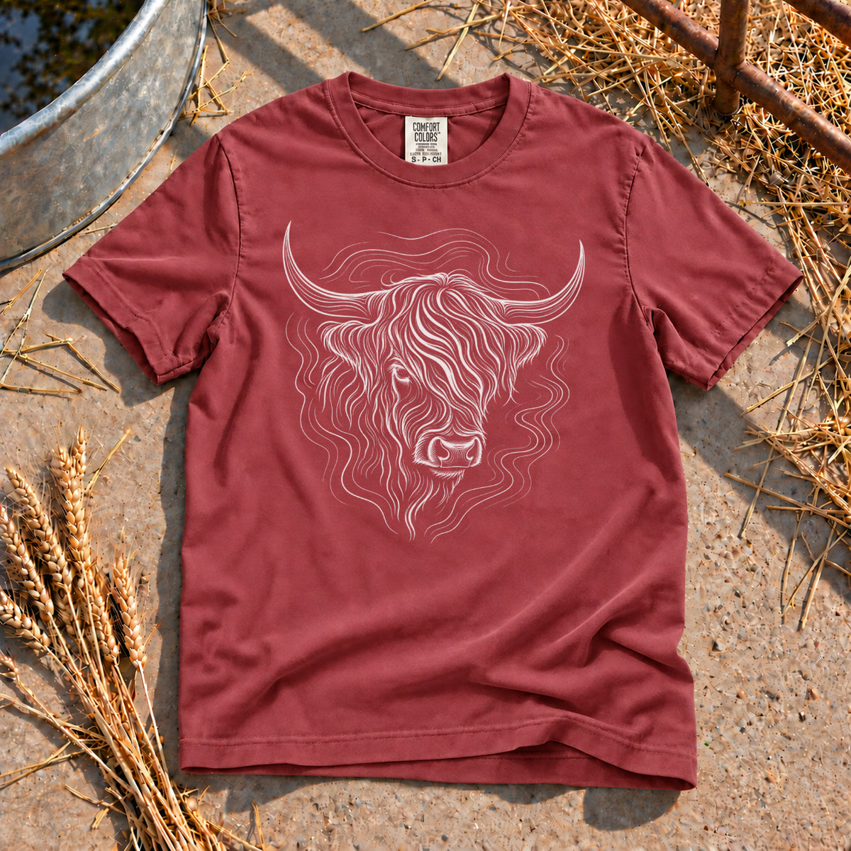 Highland Cow T-Shirt in Brick