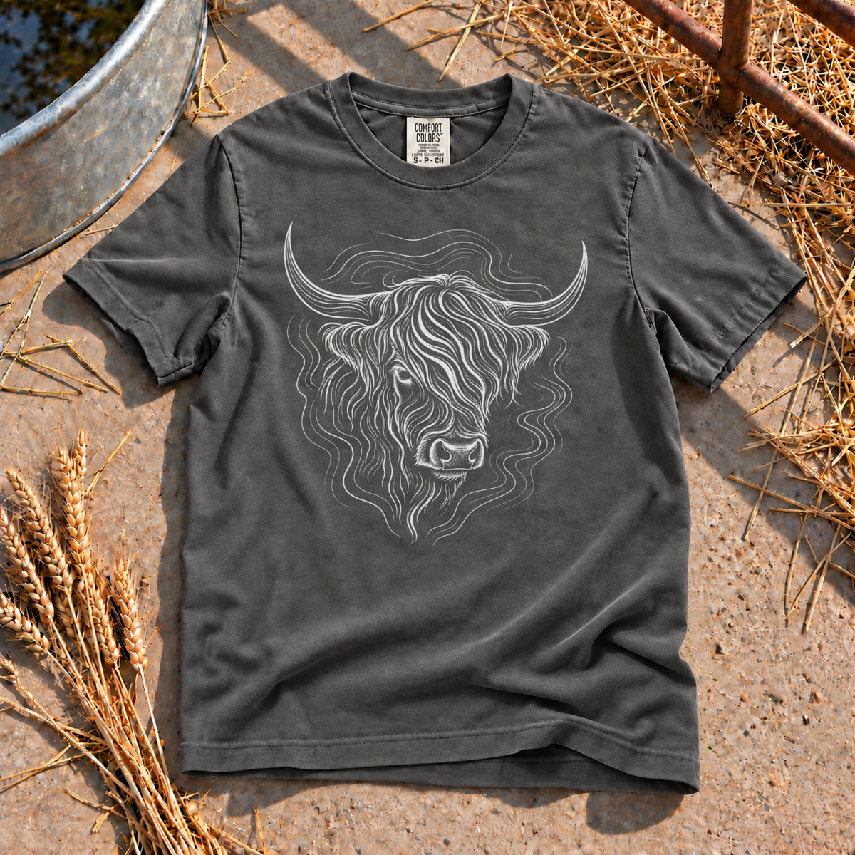 Highland Cow T-Shirt in Pepper