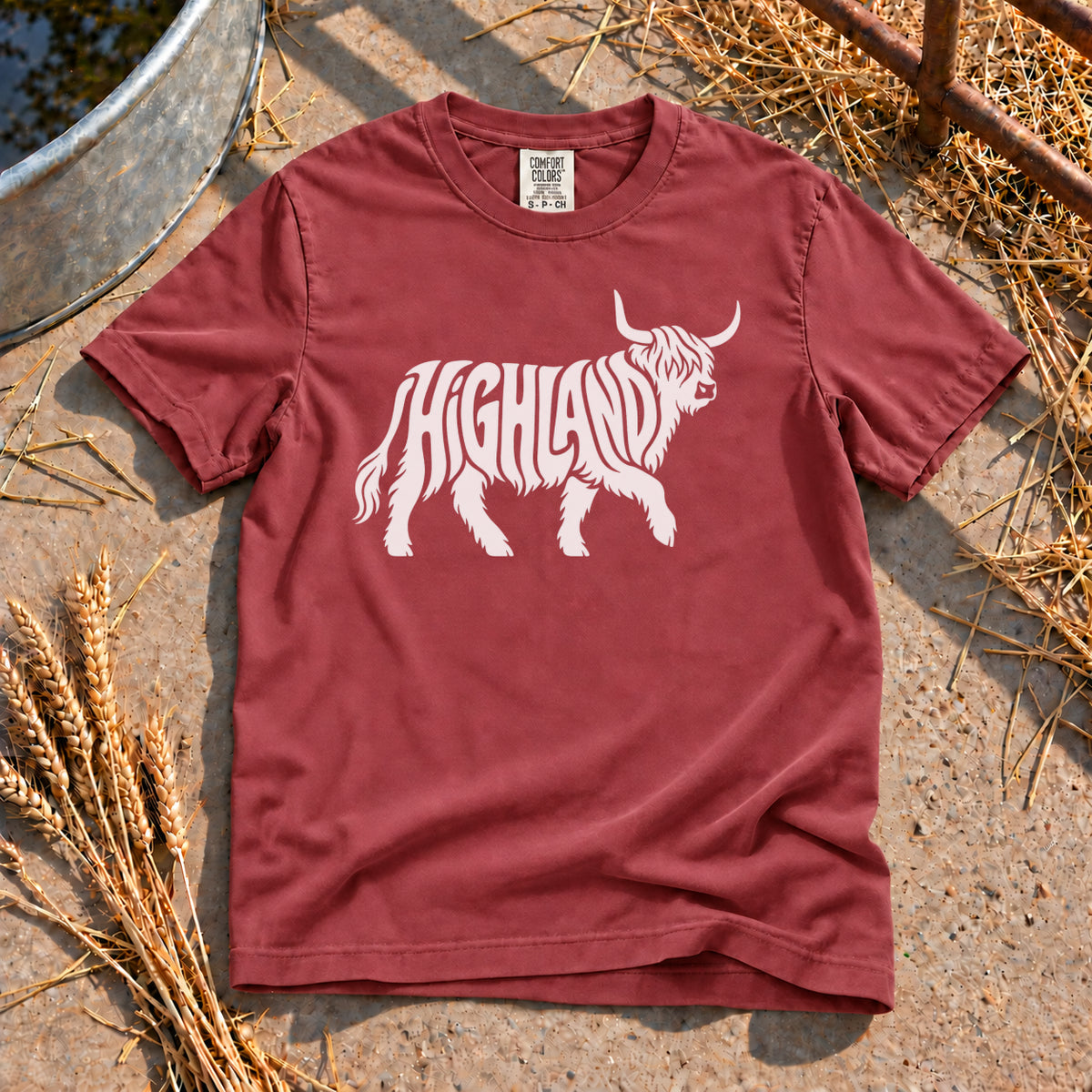 Highland Cow T-Shirt in Brick