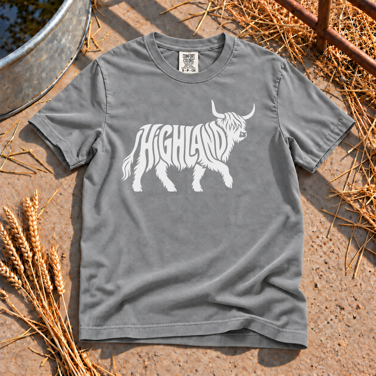 Highland Cow T-Shirt in Grey