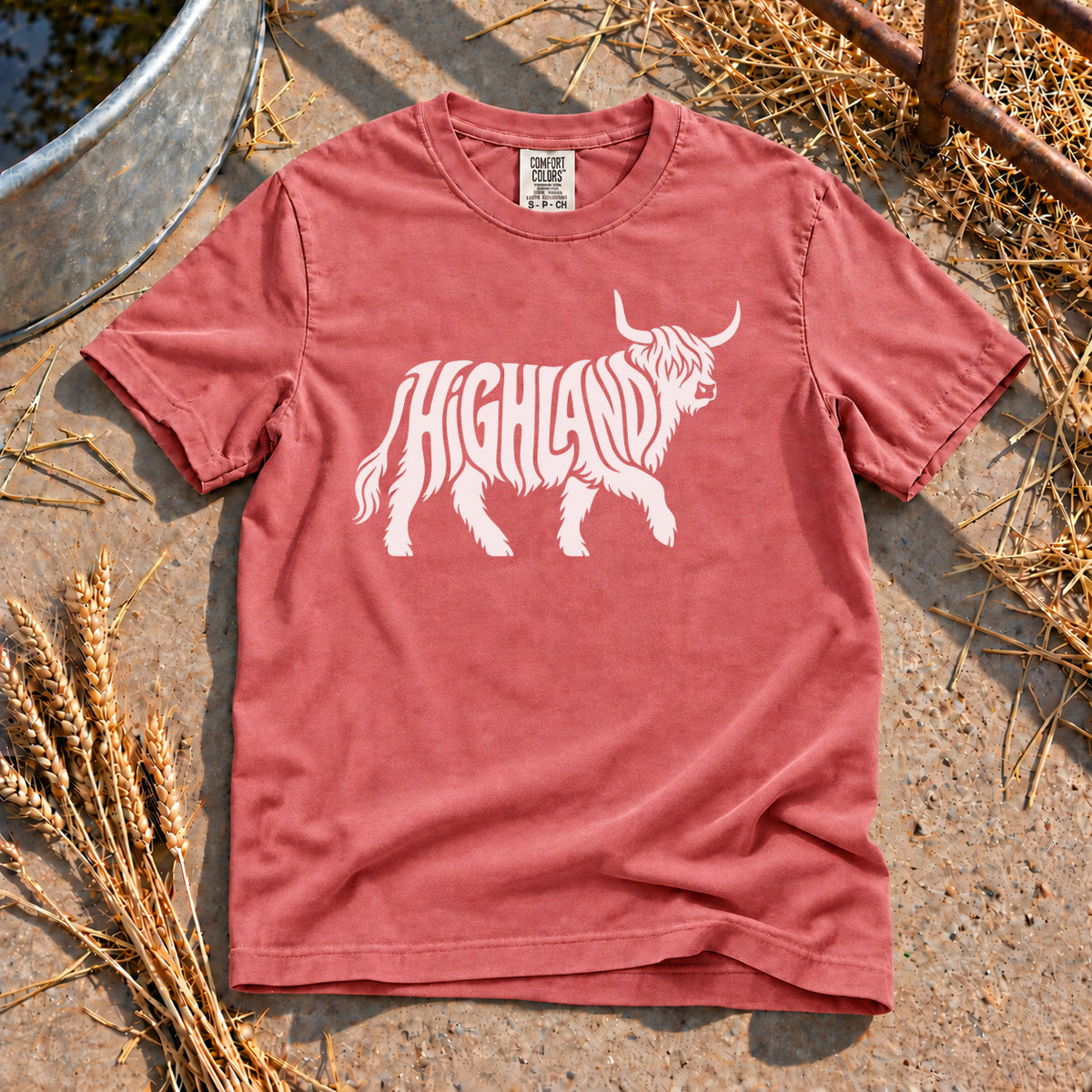 Highland Cow T-Shirt in Watermelon