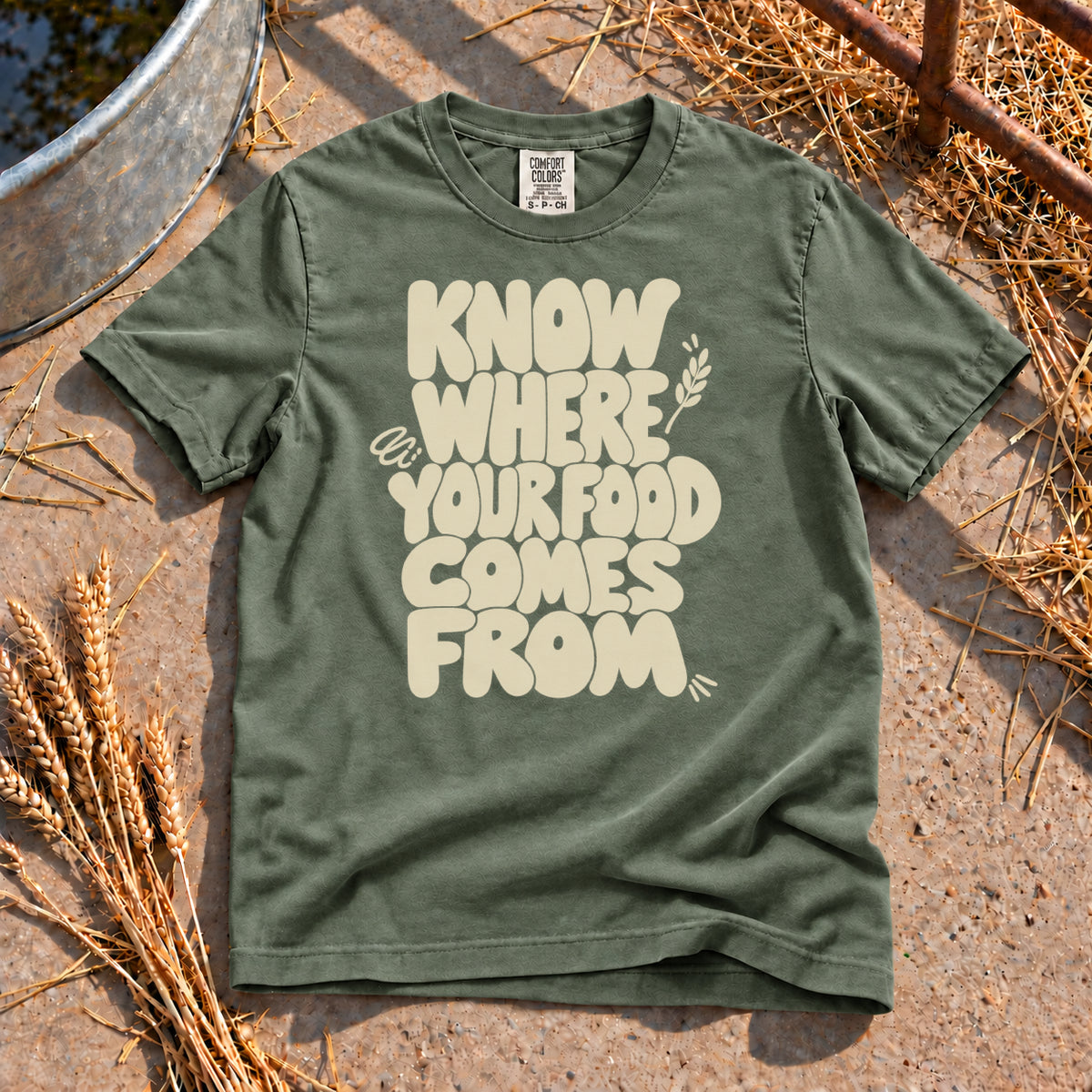 Know Your Food T-Shirt in Moss