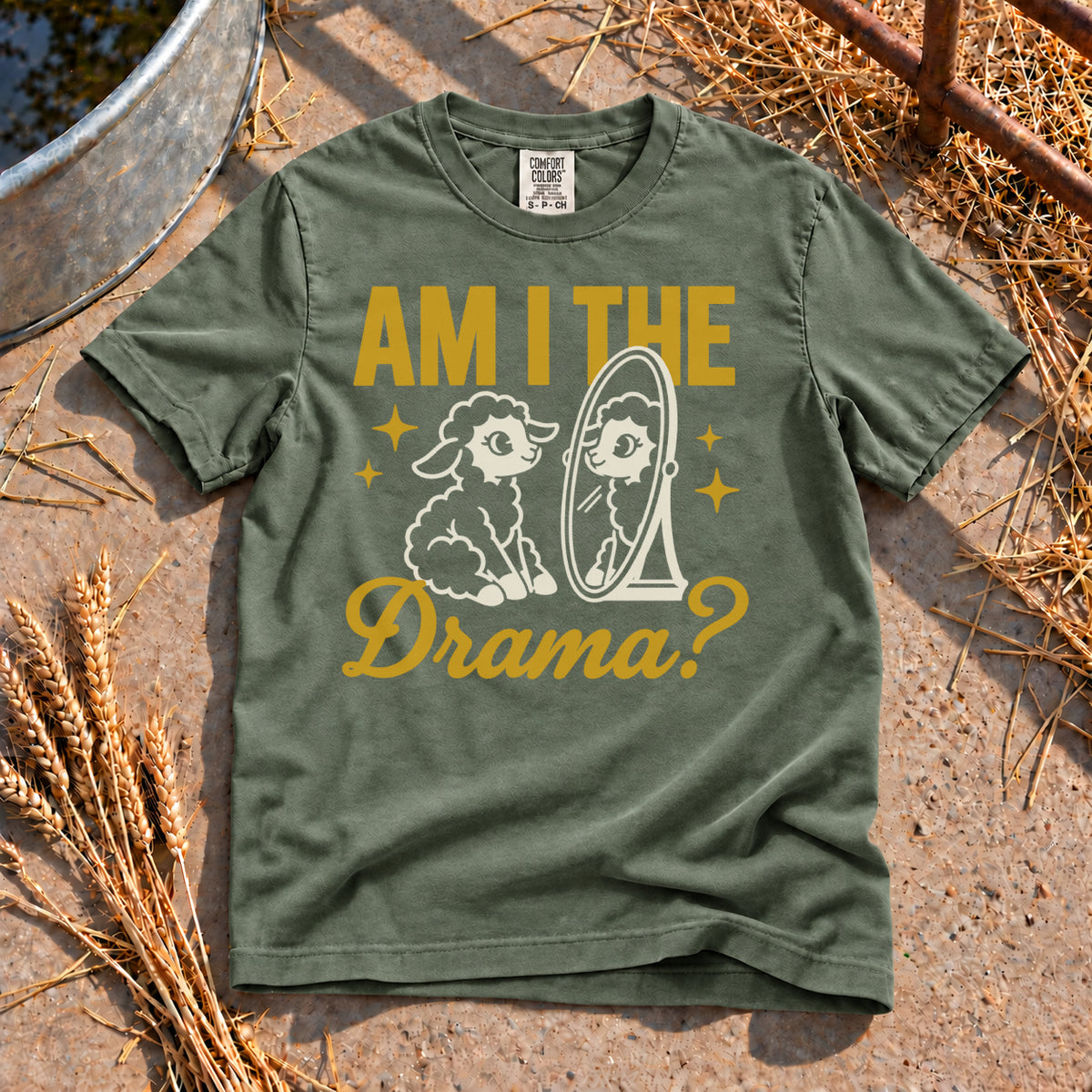 Lamb Drama T-Shirt in Moss
