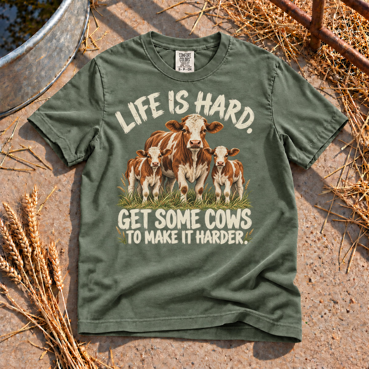 Life is Hard T-Shirt in Moss