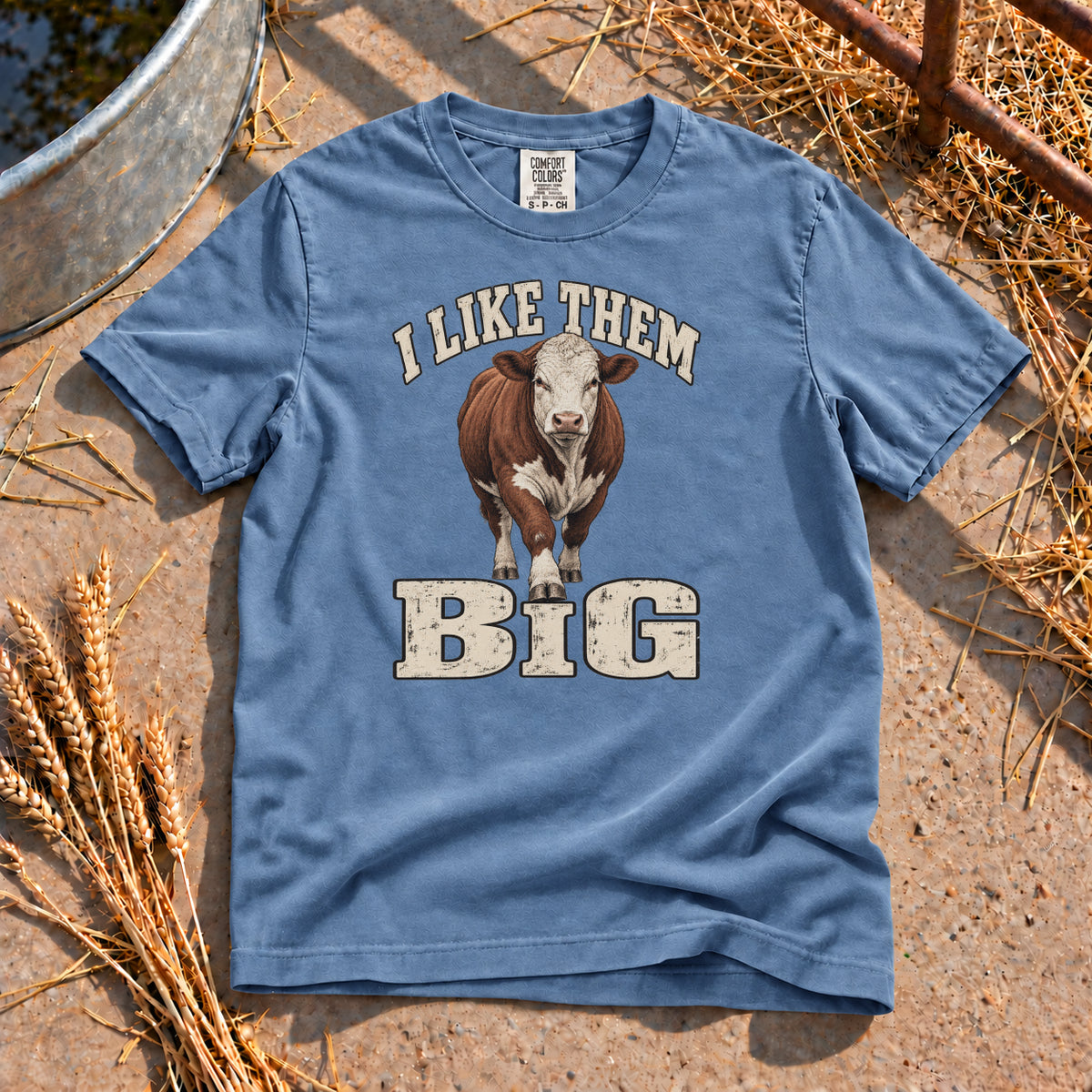 I Like Them Big T-Shirt in Blue Jean