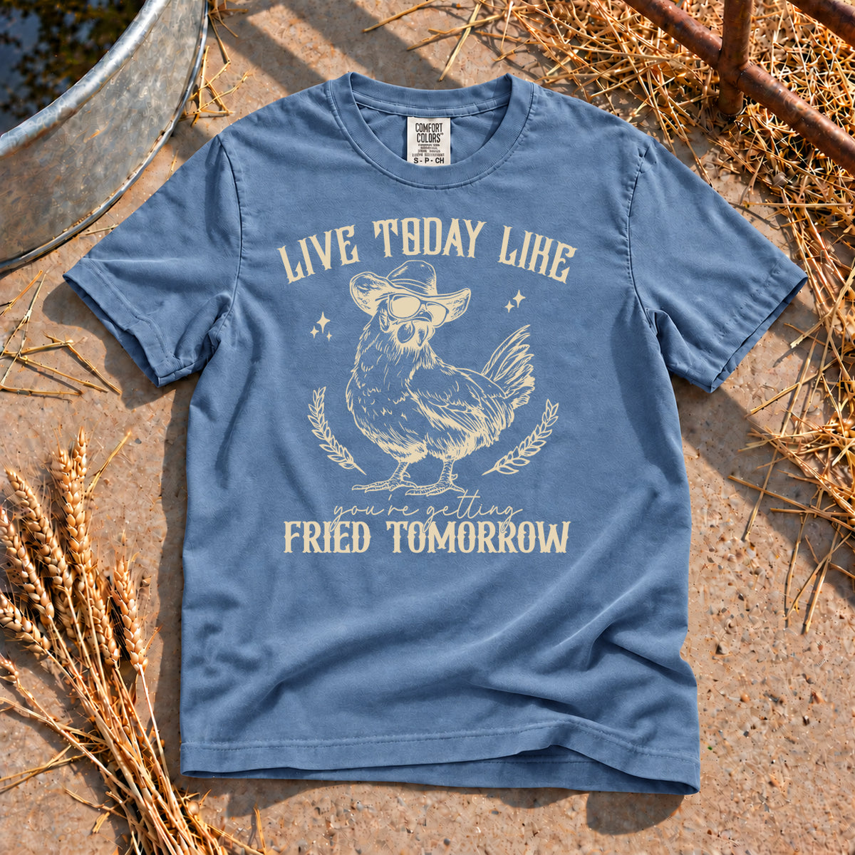 Live Today T-Shirt in Blue Jean