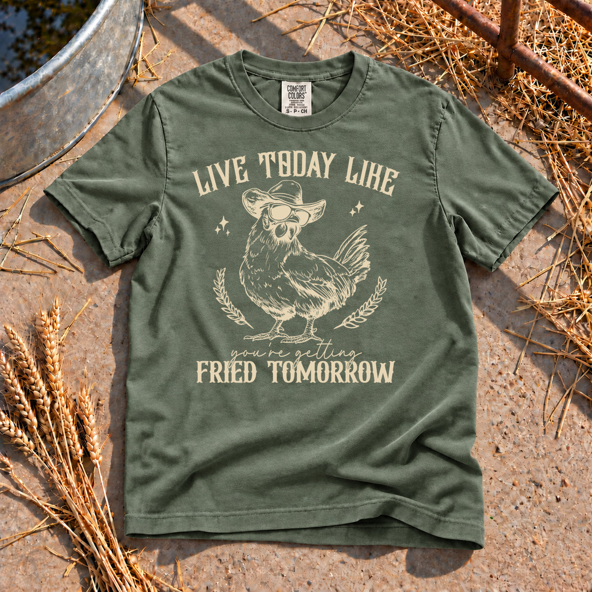 Live Today T-Shirt in Moss